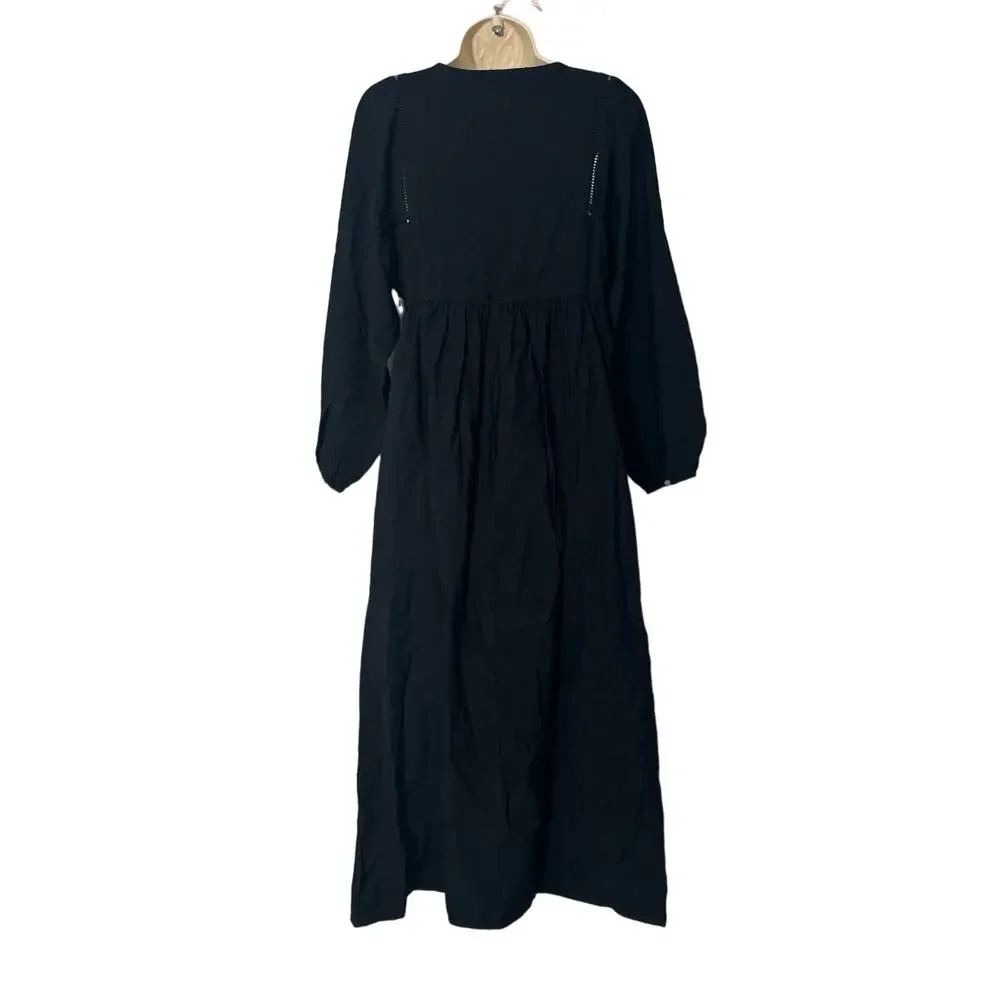 NWT Madewell‎ V-Neck Empire Midi Dress in Black Size S - Picture 4 of 16